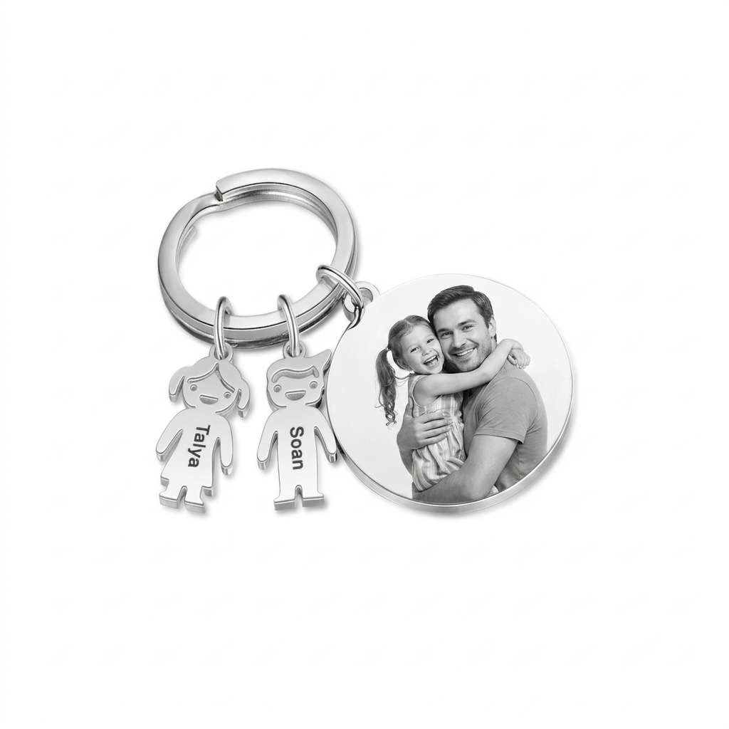 Personalised 1-5 Kid Charms Keyring For Family