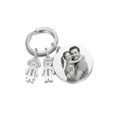 Personalised 1-5 Kid Charms Keyring For Family