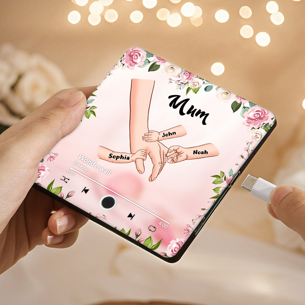 Personalised Hand-in-Hand Music Fridge Magnet Engraved 3 Names & 1 Text– Custom Special Gift For Mum/Nana/Nanny| Jessemade