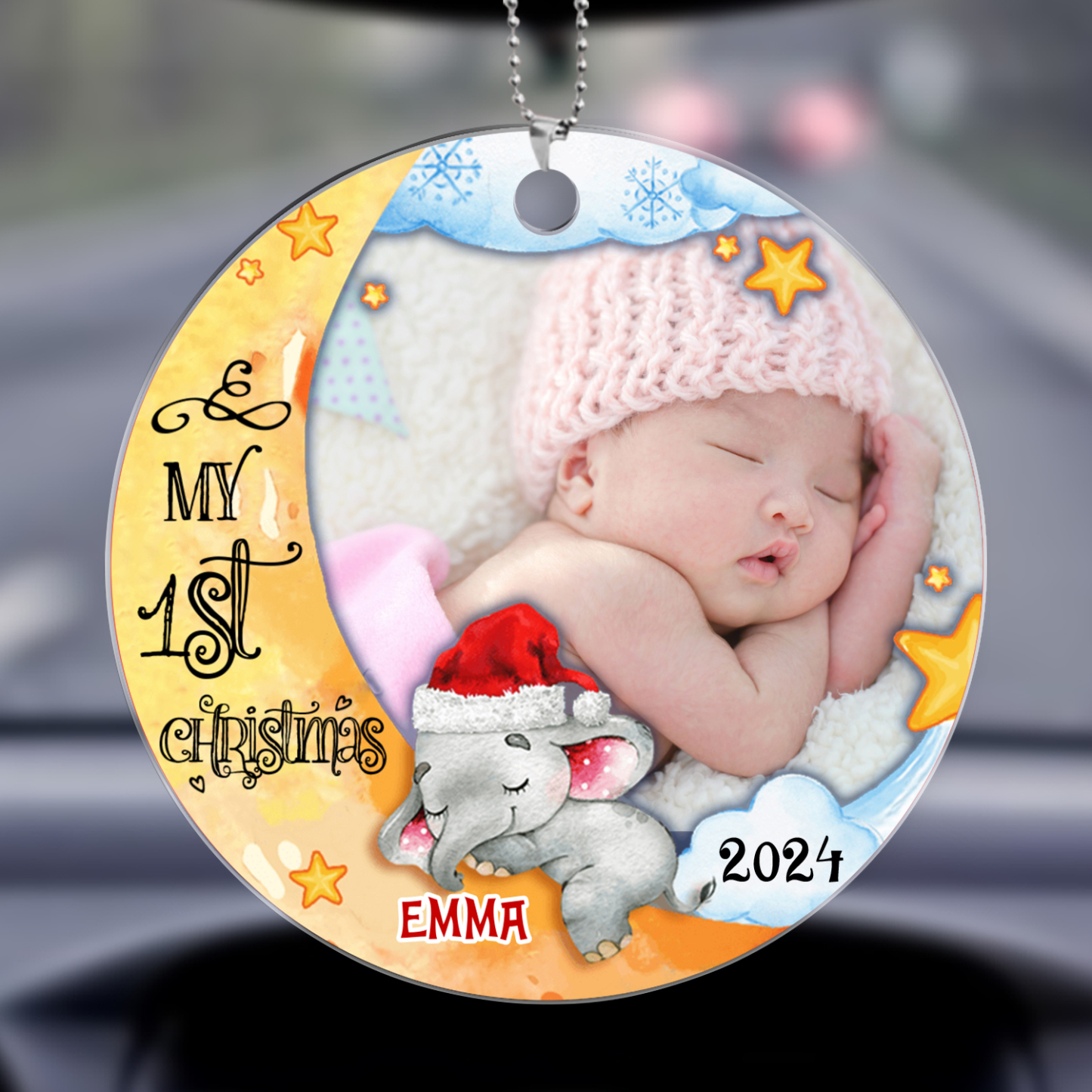 Personalised Name And Photo Baby First Christmas Ornament-Custom Wooden Christmas Ornament For Kids