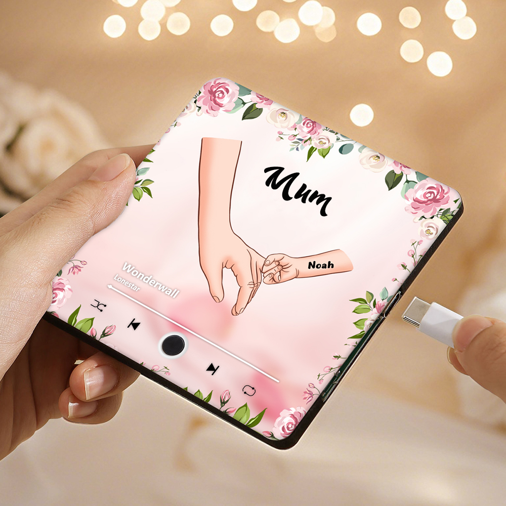 Personalised Hand-in-Hand Music Fridge Magnet Engraved 1 Name & 1 Text– Custom Special Gift For Mum/Nana/Nanny| Jessemade