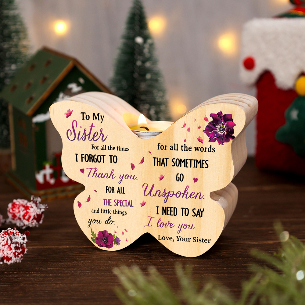 Wooden Candle Holder Butterfly Shaped Home Decor - Christmas Gift to My Sister | Jessemade