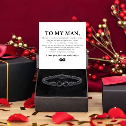 Personalised To My Man Infinity Leather Bracelet Gift Set, Custom Name Men's Bracelet Christmas Gifts For Him