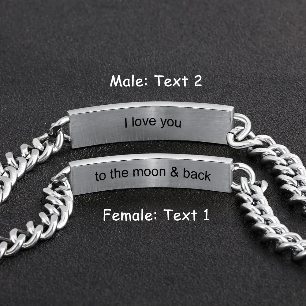 Personalised Text Couple Bracelets for Women Men Jewelry Matching Set