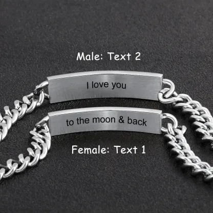 Personalised Text Couple Bracelets for Women Men Jewelry Matching Set