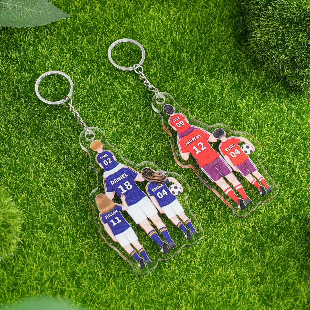 1-3 Names Football Keyring Wallet Gift Set-Personalised Dad's Football Team Keyring Custom Names Gift For Dad