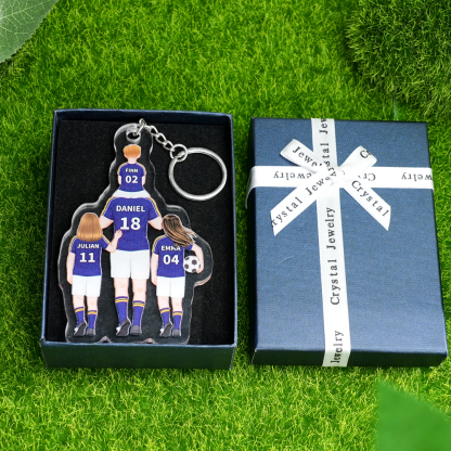 1-3 Names Football Keyring Wallet Gift Set-Personalised Dad's Football Team Keyring Custom Names Gift For Dad