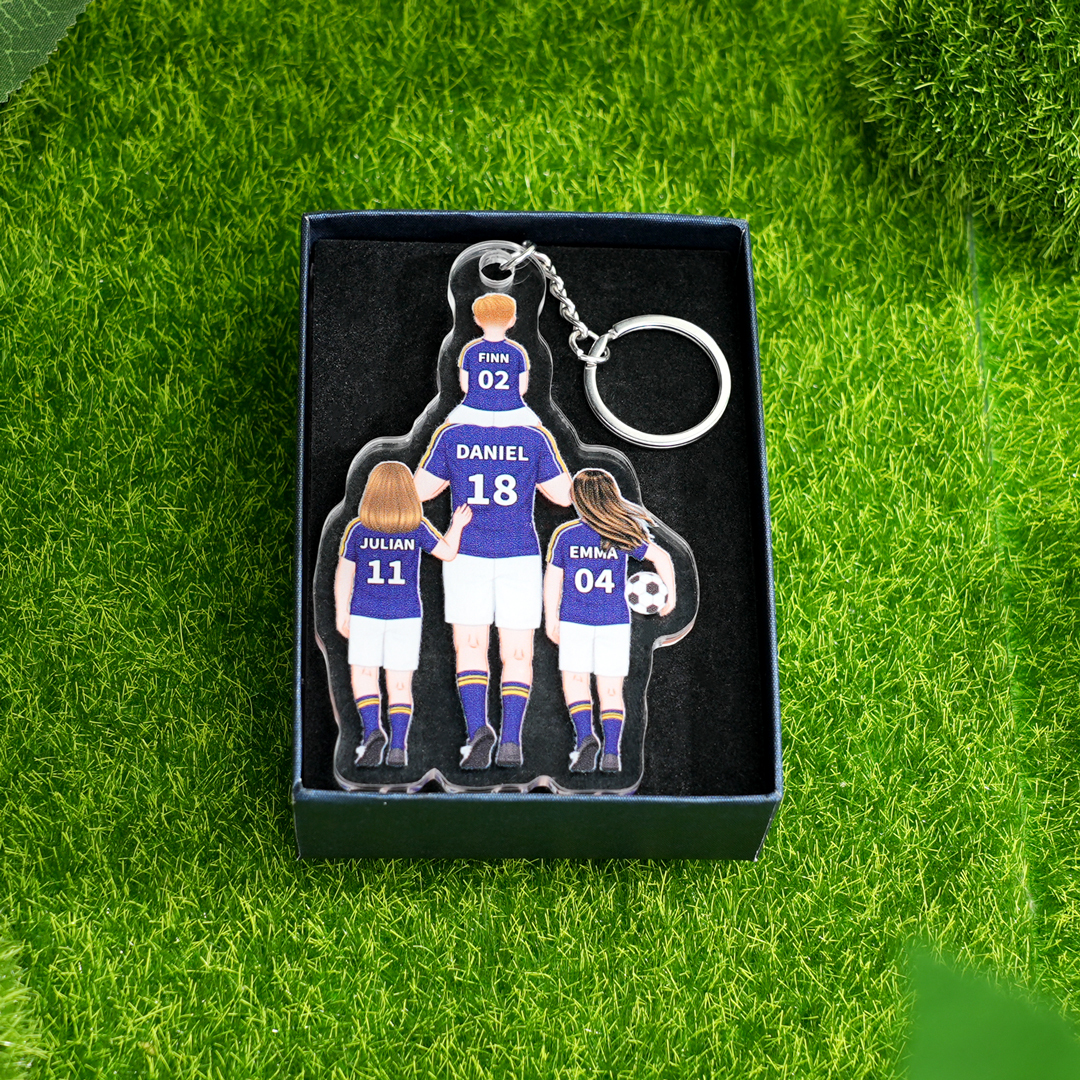 1-3 Names Football Keyring Wallet Gift Set-Personalised Dad's Football Team Keyring Custom Names Gift For Dad