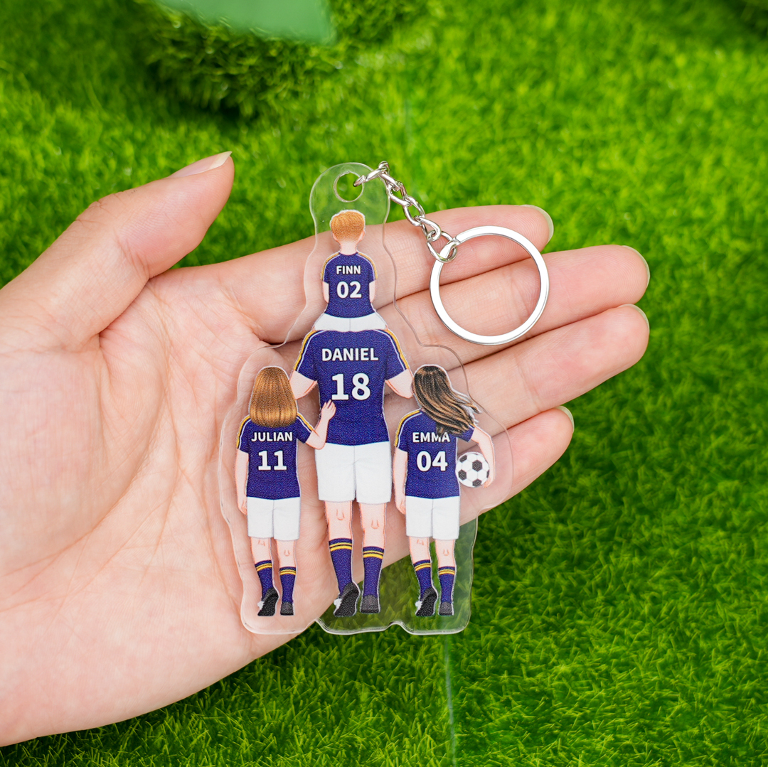 1-3 Names Football Keyring Wallet Gift Set-Personalised Dad's Football Team Keyring Custom Names Gift For Dad