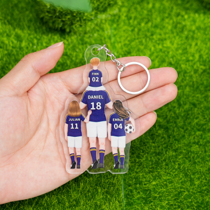 1-3 Names Football Keyring Wallet Gift Set-Personalised Dad's Football Team Keyring Custom Names Gift For Dad