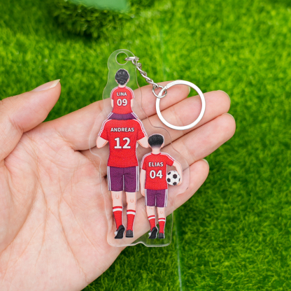 1-3 Names Football Keyring Wallet Gift Set-Personalised Dad's Football Team Keyring Custom Names Gift For Dad