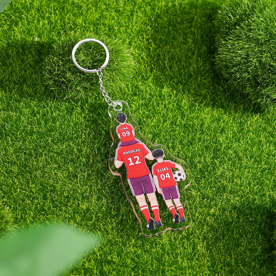 1-3 Names Football Keyring Wallet Gift Set-Personalised Dad's Football Team Keyring Custom Names Gift For Dad