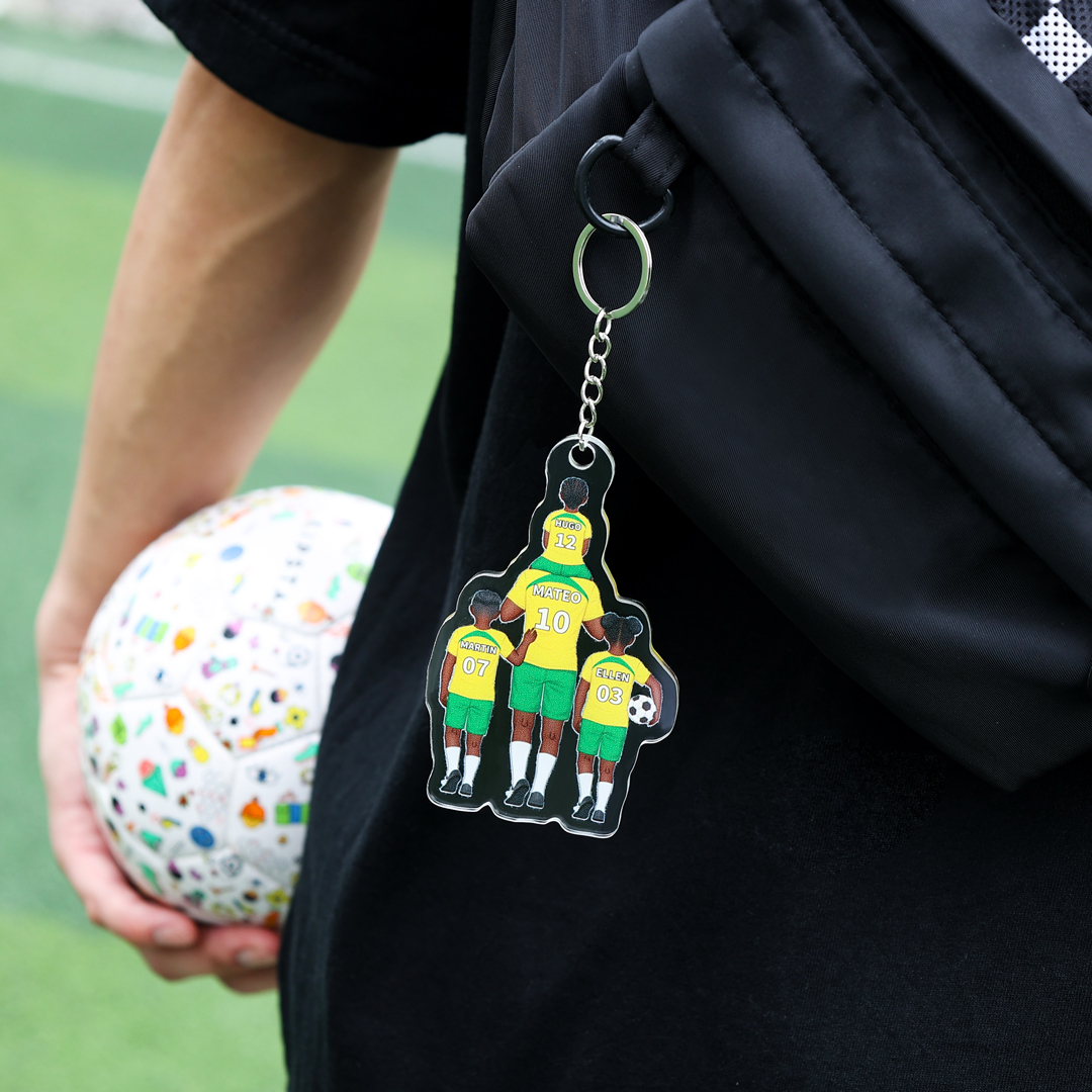 1-3 Names Football Keyring Wallet Gift Set-Personalised Dad's Football Team Keyring Custom Names Gift For Dad