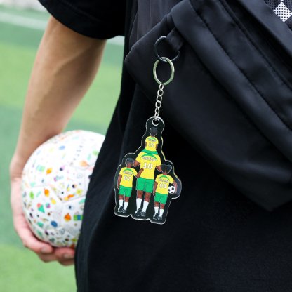 1-3 Names Football Keyring Wallet Gift Set-Personalised Dad's Football Team Keyring Custom Names Gift For Dad