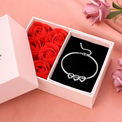 Personalized Love Anklet with 3 Heart Charms Engraved Name Anklet Gifts for Her