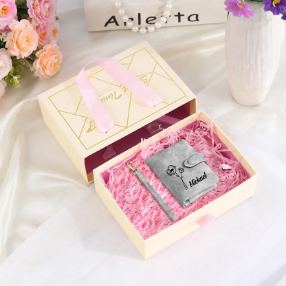 Personalised Birth Flower Wallet with Custom Name – PU Leather Clutch Women's Wallet Gift for Her | Jessmade