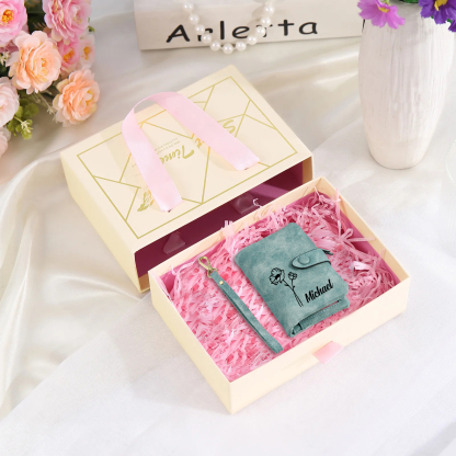 Personalised Birth Flower Wallet with Custom Name – PU Leather Clutch Women's Wallet Gift for Her | Jessmade
