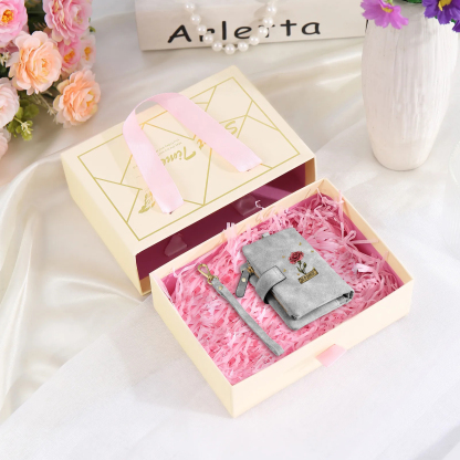 Personalised Women's Wallet Custom Birth Flower and Name PU Leather Wallet Gift for Her | Jessmade