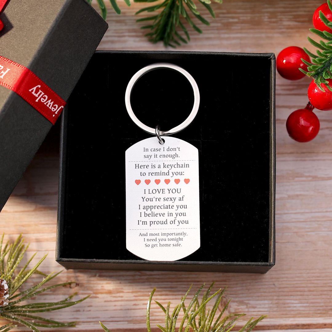 Personalised Couple Keyring Custom 2 Names Keyring "Get Home Safe" Stainless Steel Keyring