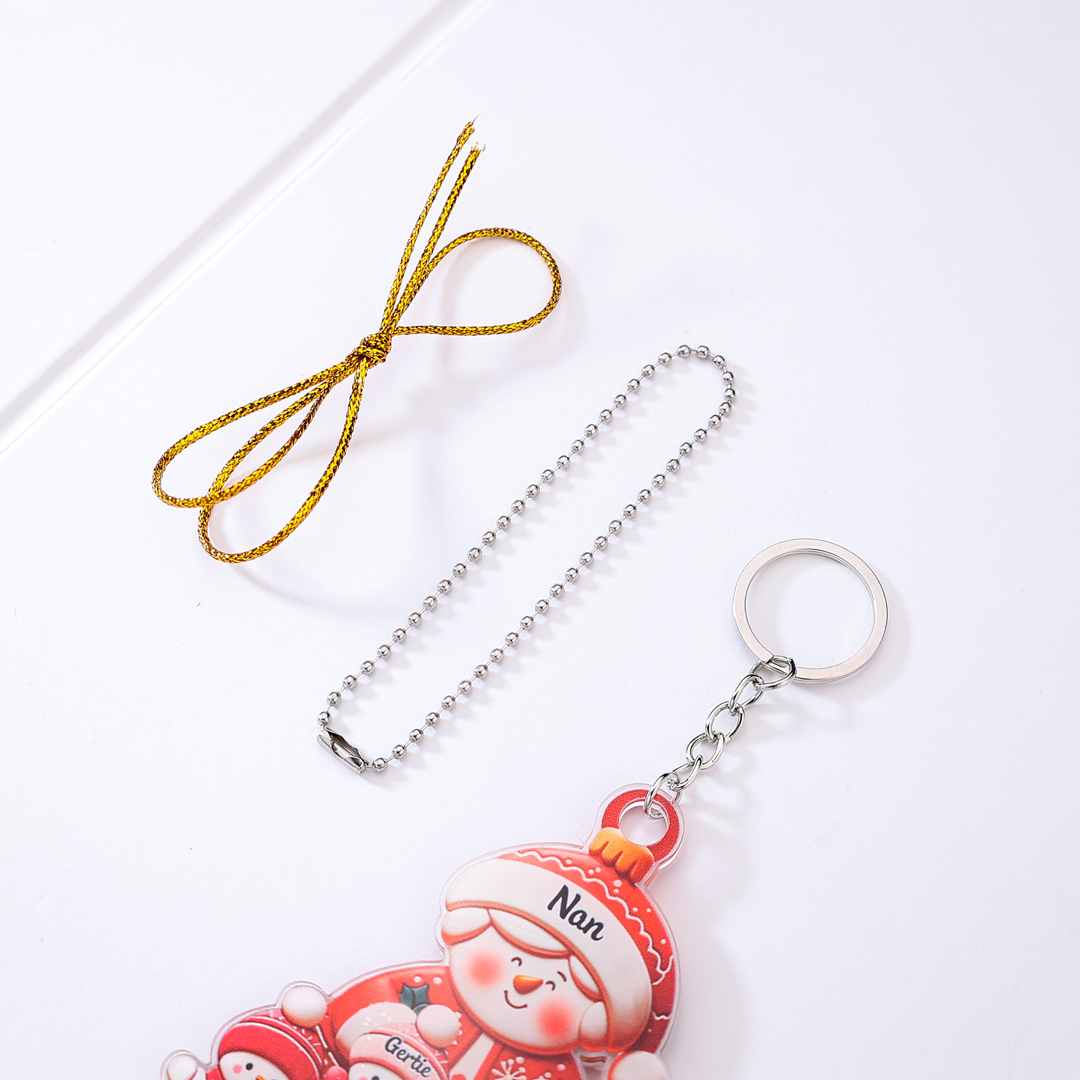 Personalised Wooden Snowman Ornament/Keyring - Custom 2 Names, Text & Year Christmas Gift for Couples | Jessemade