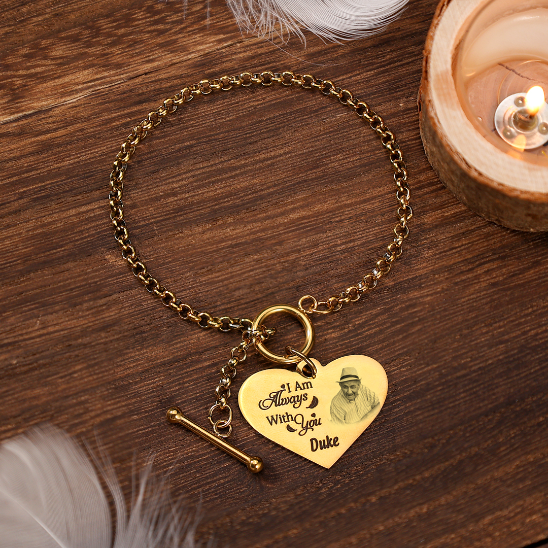 Personalised Memorial Bracelet Custom Photo & Name Bracelet Gifts | Jessemade-I Am Always With You