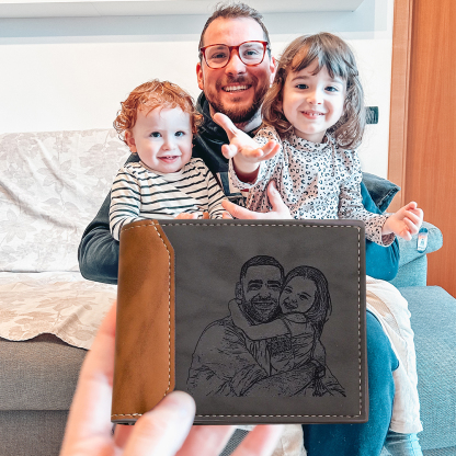 Personalised Leather Wallet Engraved Photo Short Wallet Christmas Gifts For Men