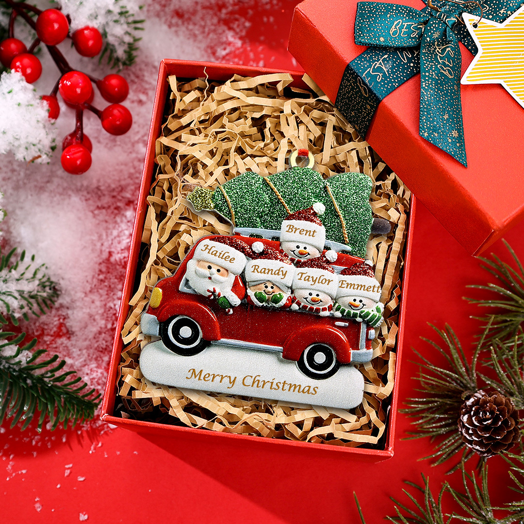 Personalised Christmas Ornament with Santa and Tree - Customize 5 Names and 1 Text Home Decorations | Jessmade