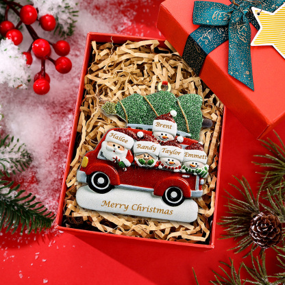 Personalised Christmas Ornament with Santa and Tree - Customize 5 Names and 1 Text Home Decorations | Jessmade