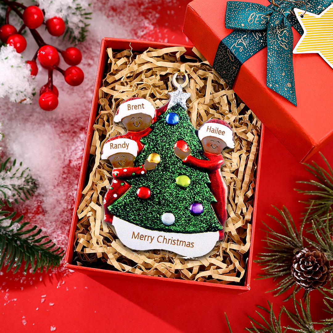 Personalised Christmas Tree Ornament with Custom 3 Names 1 Text Fe Jessemade UK
