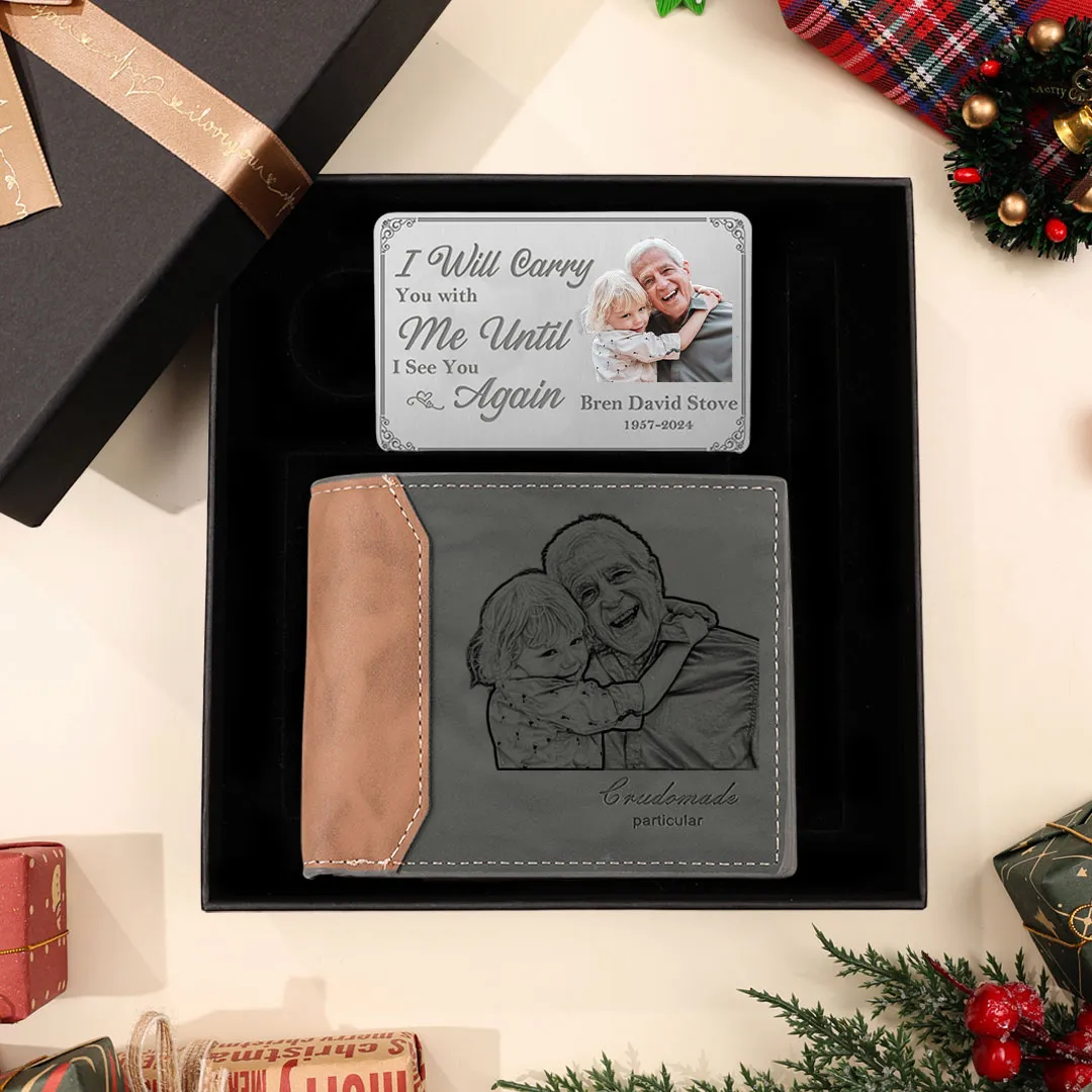 Personalised Men's Wallet Set with Custom Photo & Name Memorial Gift for Him | Jessmade
