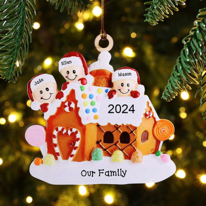 2 Names-Cookie House Christmas Ornament Custom 2 Names Hanging Ornament Gifts For Family