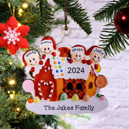 2 Names-Cookie House Christmas Ornament Custom 2 Names Hanging Ornament Gifts For Family