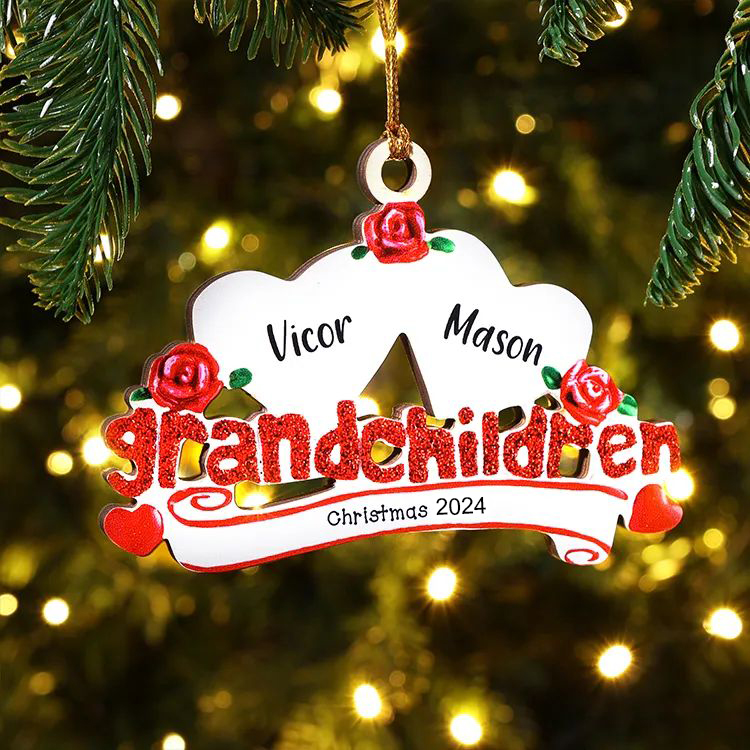 2 Names-Personalised Family Wooden Christmas Ornament-Custom 2 Names Hanging Ornament Gifts For Family-Grandchildren