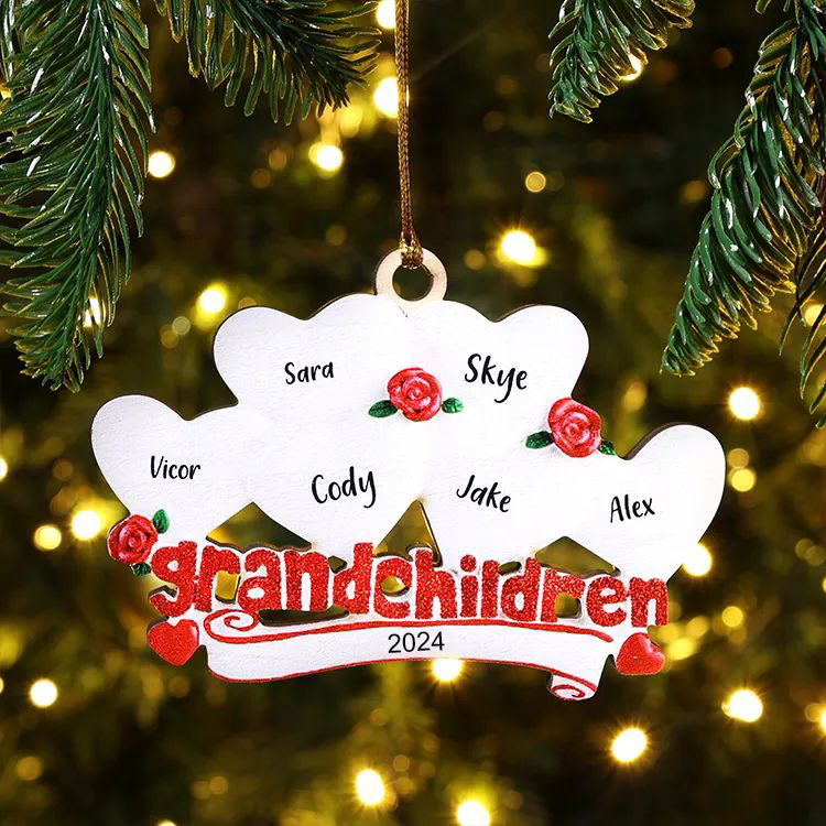 6 Names-Personalised Family Wooden Christmas Ornament-Custom 6 Names Hanging Ornament Gifts For Family-Grandchildren