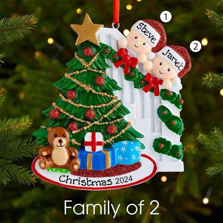 Customized Family Christmas Tree Resin Ornament With 3 Names Hanging Ornament