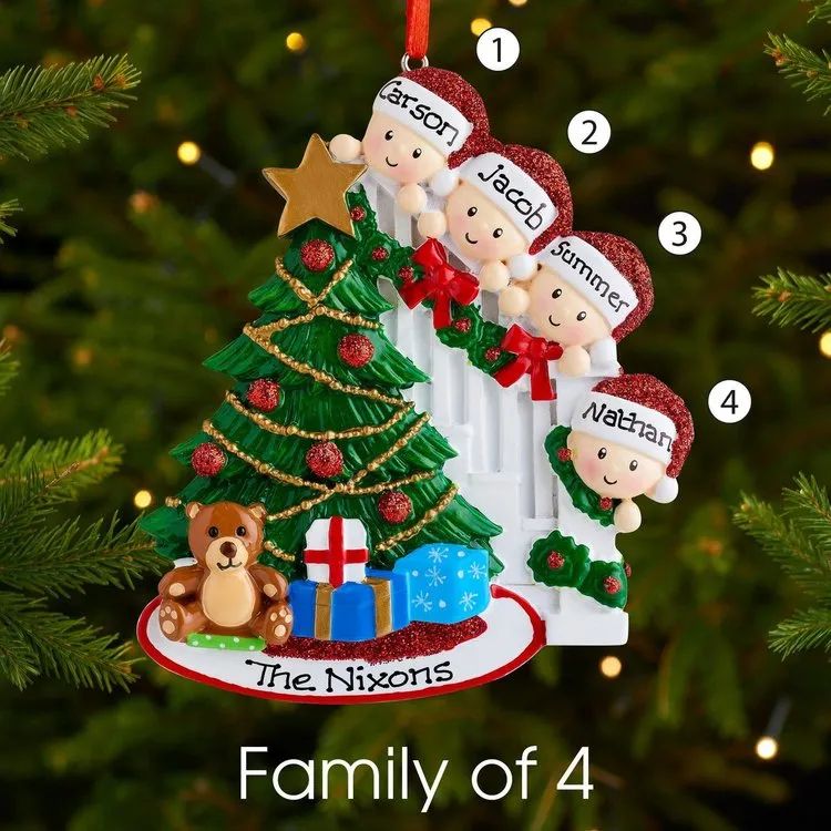 Customized Family Christmas Tree Resin Ornament With 3 Names Hanging Ornament