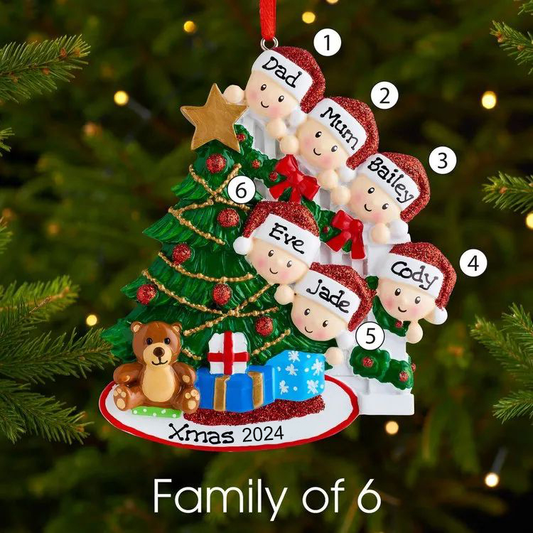 Customized Family Christmas Tree Ornament With 6 Names Hanging Ornament