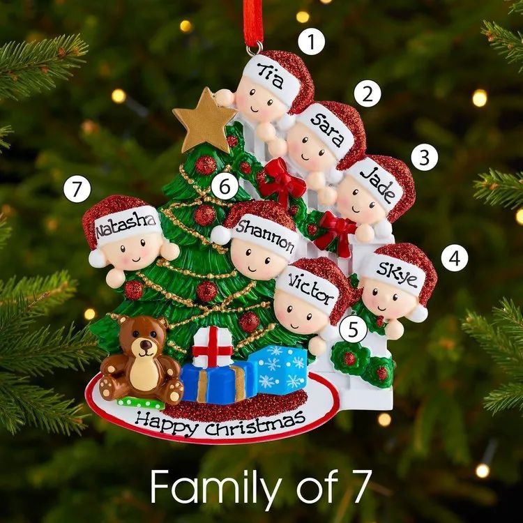 Customized Family Christmas Tree Ornament With 6 Names Hanging Ornament