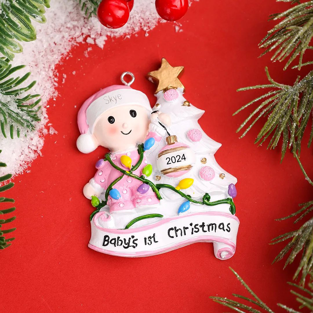 Personalised Baby Christmas Xmas Tree Decoration Ornament-Custom Name And Date Hanging Ornament Gifts For Baby's First Christmas