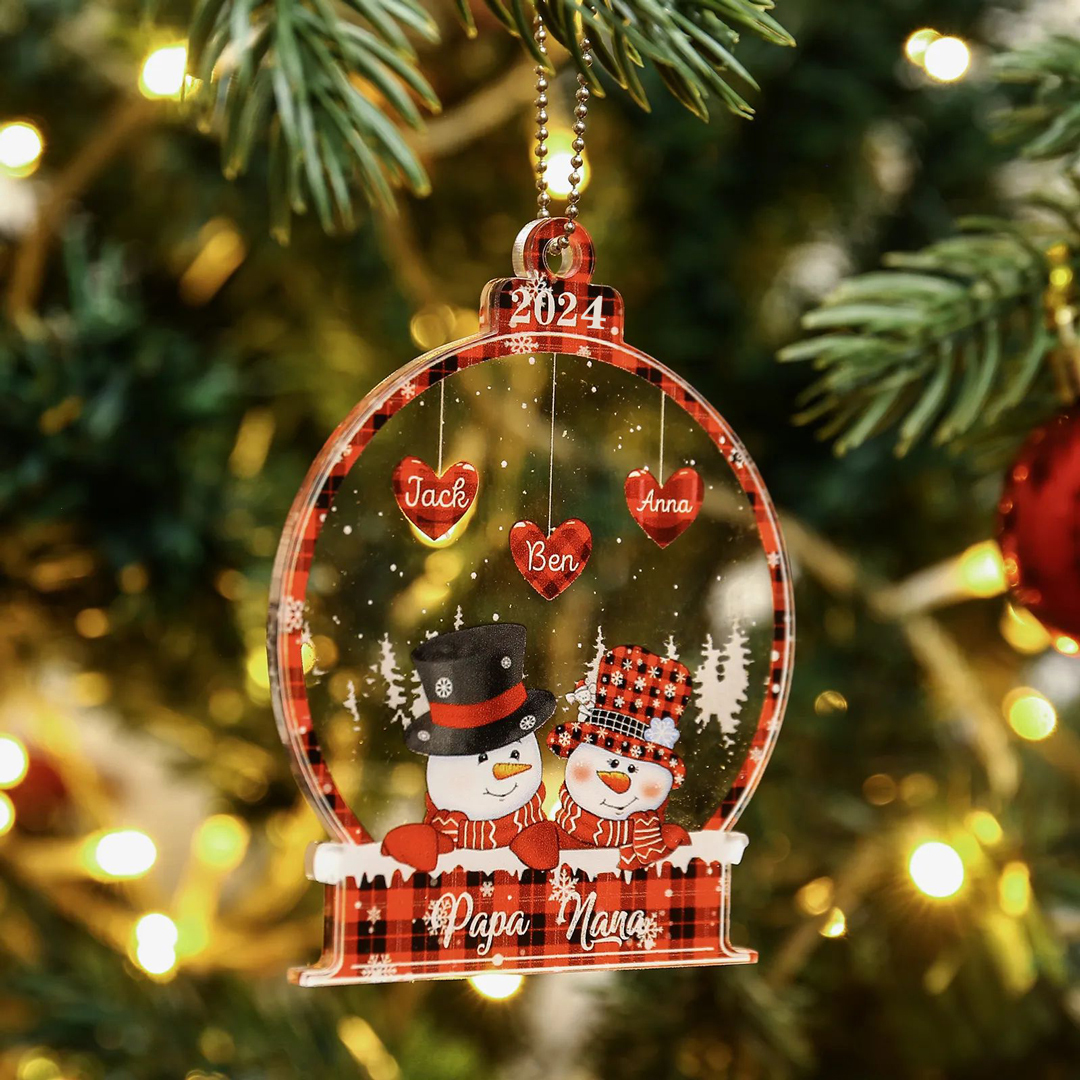 3 Names-Personalised Family Acrylic Christmas Xmas Tree Decoration Ornament-Custom 3 Names And Text Hanging Ornament Gifts For Family