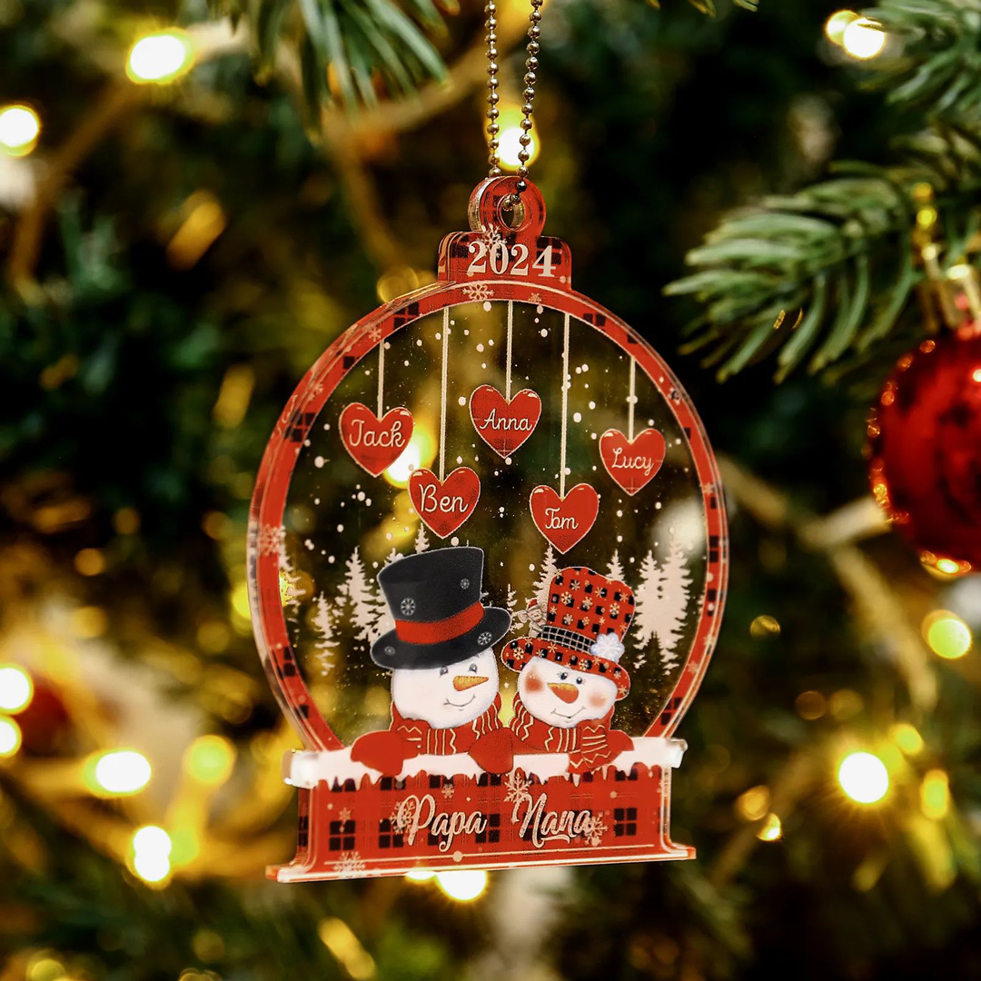 5 Names-Personalised Family Acrylic Christmas Xmas Tree Decoration Ornament-Custom 5 Names And Text Hanging Ornament Gifts For Family