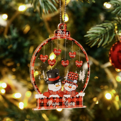 6 Names-Personalised Family Acrylic Christmas Xmas Tree Decoration Ornament-Custom 6 Names And Text Hanging Ornament Gifts For Family