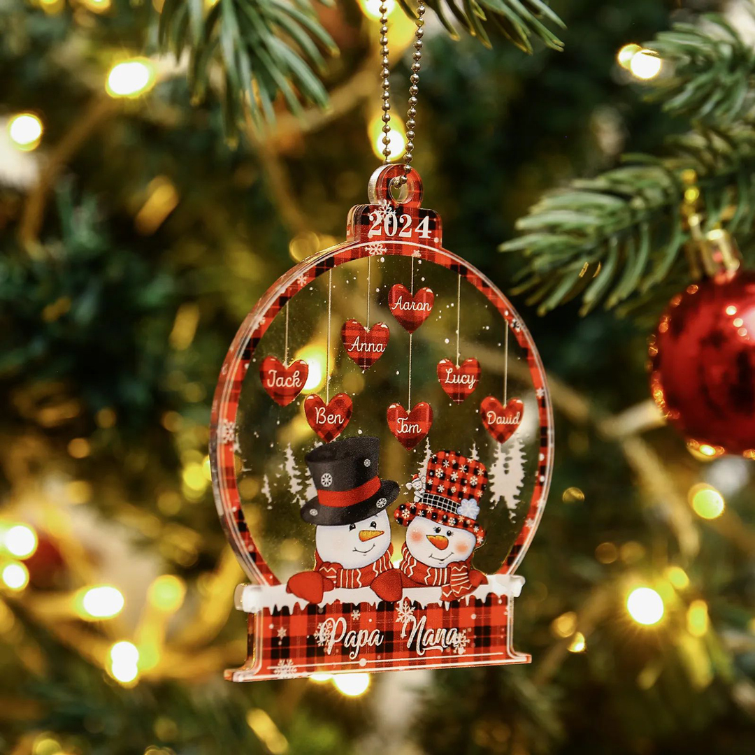 7 Names-Personalised Family Acrylic Christmas Xmas Tree Decoration Ornament-Custom 7 Names And Text Hanging Ornament Gifts For Family