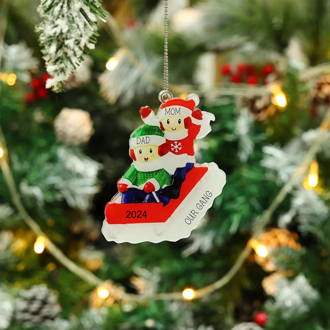 4 Names-Personalised Family Acrylic Christmas Xmas Tree Decoration Ornament-Custom 4 Names And Text Hanging Ornament Gifts For Family