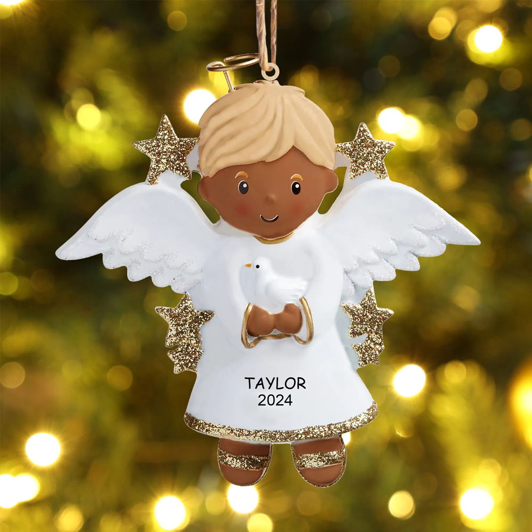 Personalised Angel Christmas Ornament Customized 1 Name and Year Boy/Girl Ornament for Children | Jessemade