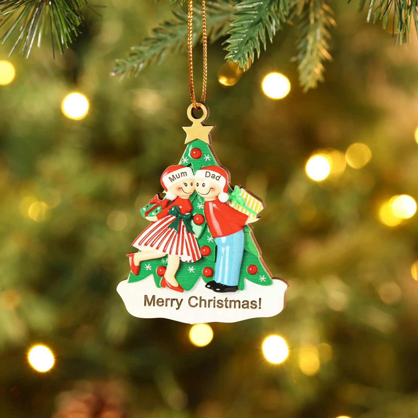 Personalised Wooden Family Christmas Ornament with Custom 2-5 Names Christmas Gift for Family | Jessemade