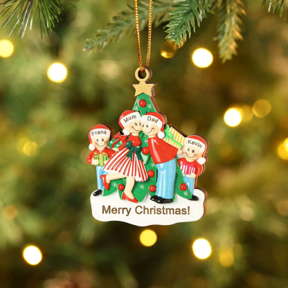 Personalised Wooden Family Christmas Ornament with Custom 2-5 Names Christmas Gift for Family | Jessemade