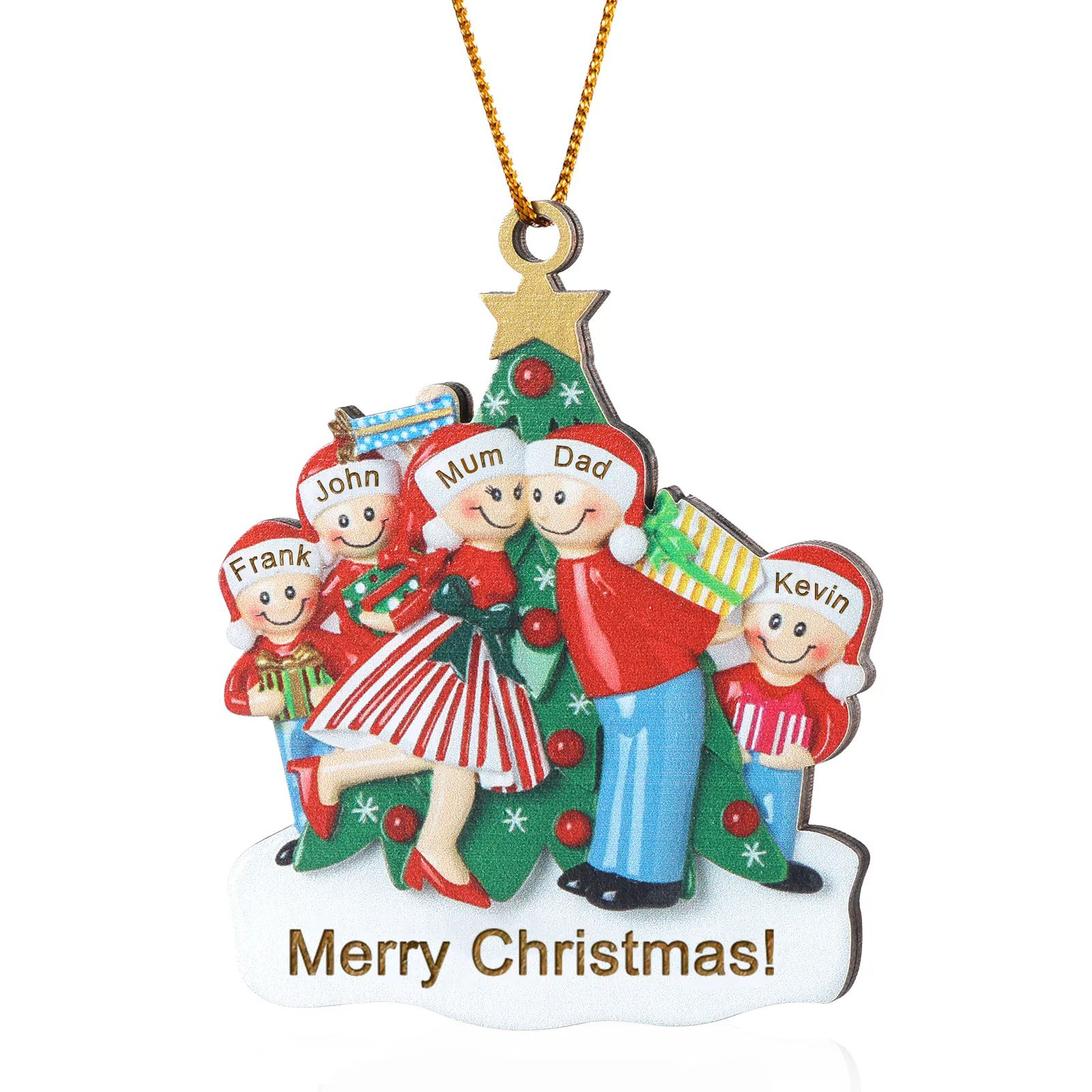 Personalised Wooden Family Christmas Ornament with Custom 2-5 Names Christmas Gift for Family | Jessemade