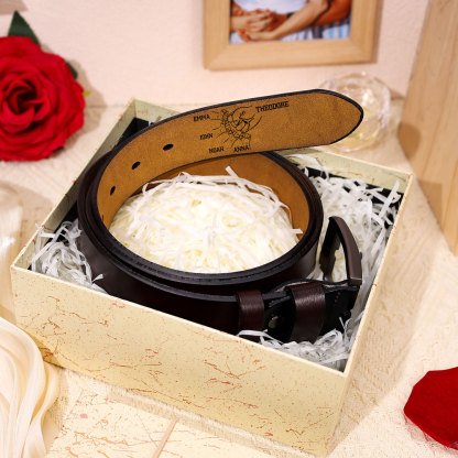 Personalised Men's Belt Custom 3-7 Names Engraved Leather Belt with Names Thoughtful Gift for Dad | Jessemade