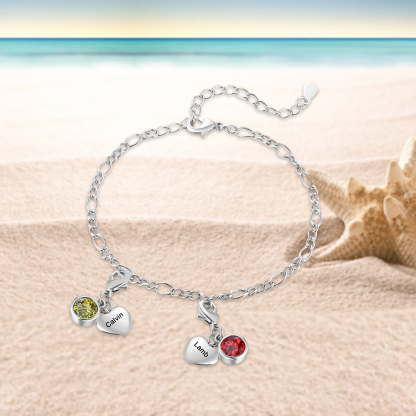 2 Names & 2 Birthstones - Personalised Birthstone Beautiful Bracelet Gift for Her | Jessemade